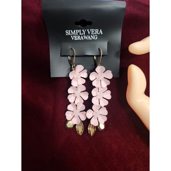simply vera wang  Pink Floral Earrings &bracelet - Picture 2 of 8